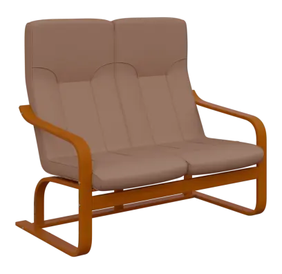 BO - 2 dvojkřeslo, dřevěná kostra, moření třešeň, látka BORA 24, béžová